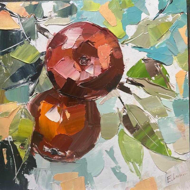 Painting Red Apples by Lunetskaya Elena | Painting Figurative Nature Still-life Oil