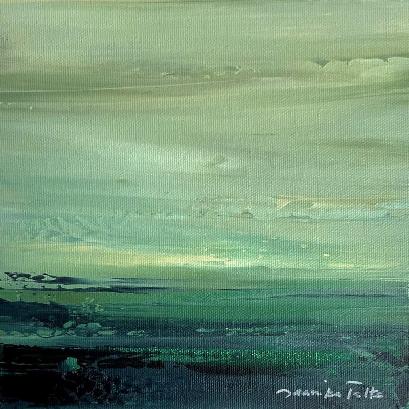Painting Green Horizon by Talts Jaanika | Painting Abstract Acrylic Landscapes, Nature, Pop icons