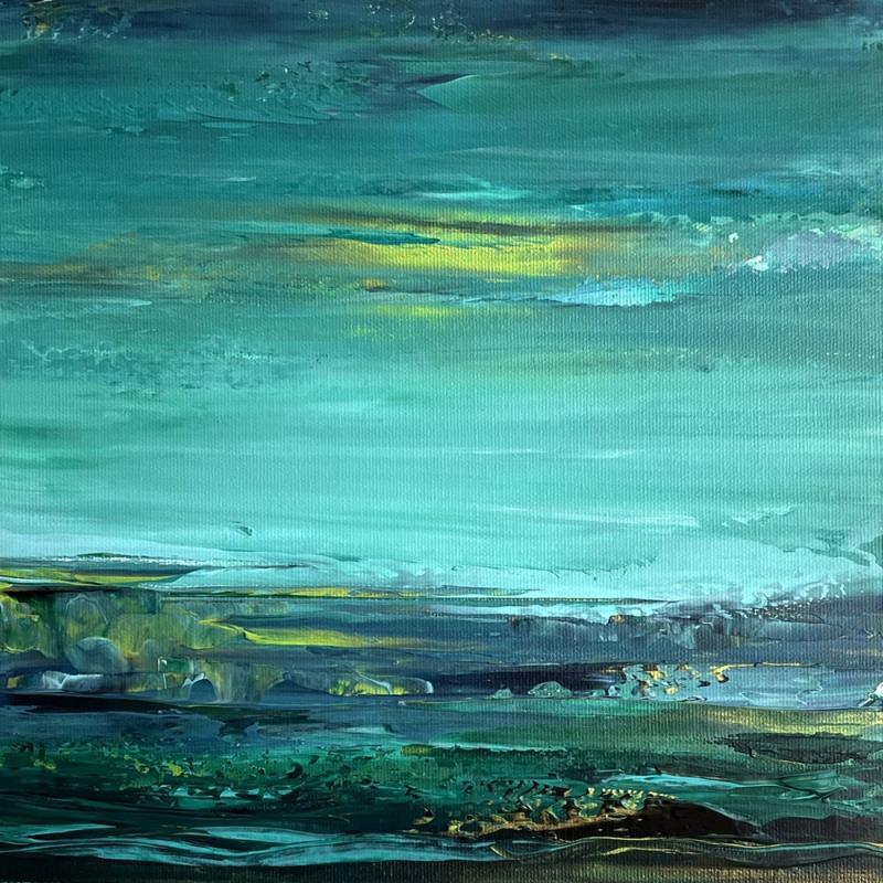 Painting Green Horizon (ii) by Talts Jaanika | Painting Abstract Acrylic Landscapes, Marine, Nature