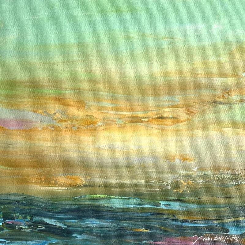 Peinture Pastel Sky (ii) par Talts Jaanika | Tableau Abstrait Acrylique Marine, Nature, Paysages