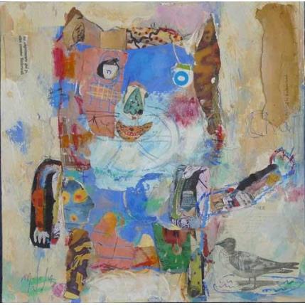 Painting Le canard du chat by De Sousa Miguel | Painting Raw art Acrylic, Gluing, Ink, Pastel Animals, Child