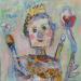 Gemälde Surprise von De Sousa Miguel | Gemälde Art brut Porträt Kinder Acryl Collage Tinte Pastell