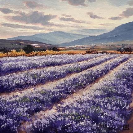 Painting Breathing lavender by Requena Elena | Painting Figurative Oil Landscapes, Nature
