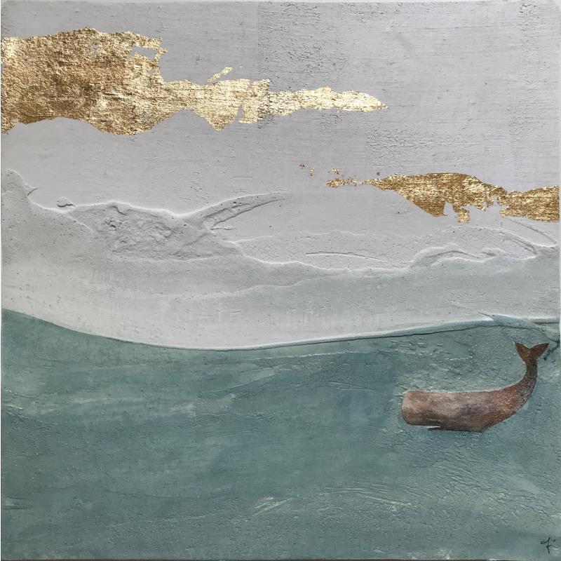 Gemälde SENZA CONFINE von Roma Gaia | Gemälde Naive Kunst Minimalistisch Acryl Sand