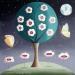 Peinture Lune de printemps par Davy Bouttier Elisabeth | Tableau Art naïf Paysages Nature Huile