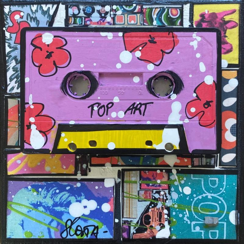 Painting POP K7  (mauve)                                      by Costa Sophie | Painting Pop-art Acrylic, Gluing, Upcycling Pop icons