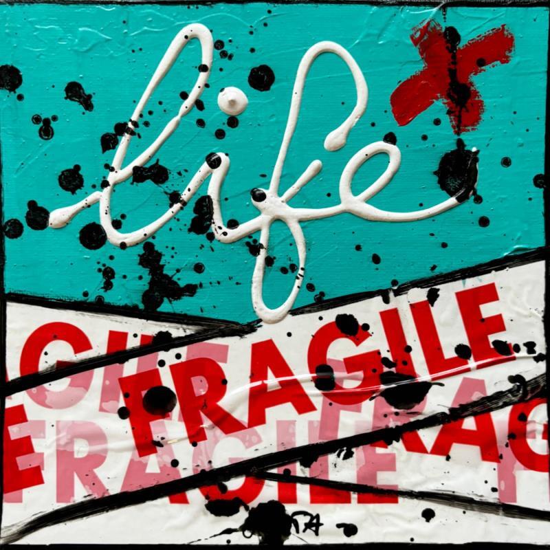 Painting Fragile life (bleu) by Costa Sophie | Painting Pop-art Acrylic, Gluing, Upcycling Pop icons