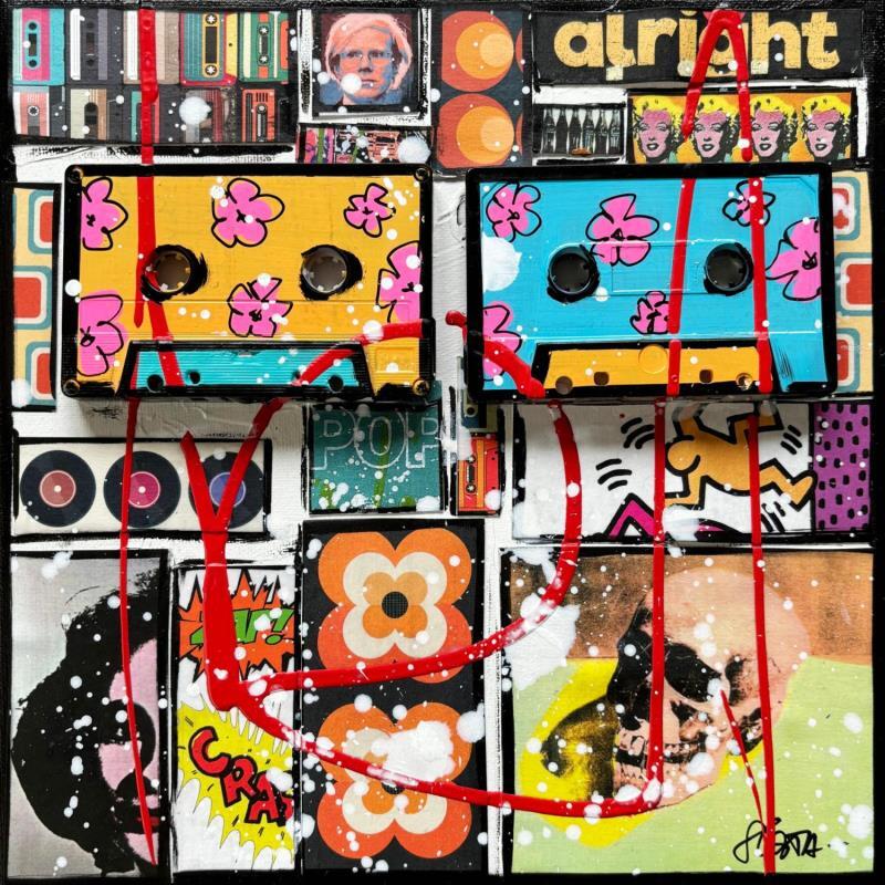 Peinture POP K7 (Alright) par Costa Sophie | Tableau Pop-art Acrylique, Collage, Upcycling Icones Pop