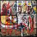 Gemälde Tribute to JM Basquiat  von Costa Sophie | Gemälde Pop-Art Pop-Ikonen Acryl Collage Upcycling