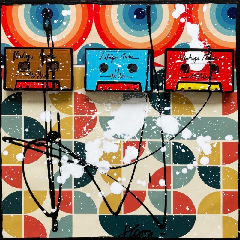 Painting Vintage K7 by Costa Sophie | Painting Pop-art Acrylic, Gluing, Upcycling Music