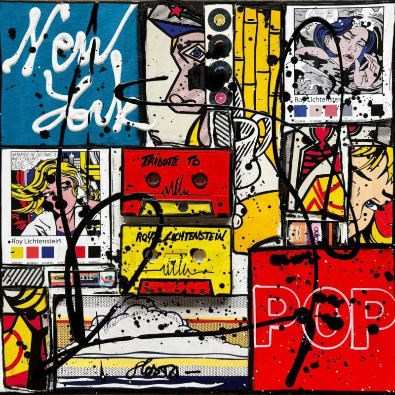 Peinture POP NY  (Roy Lichtenstein) par Costa Sophie | Tableau Pop-art Acrylique, Collage, Upcycling Icones Pop