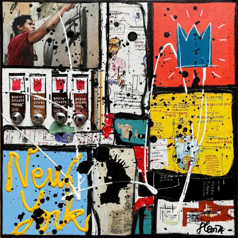 Painting Basquiat the one ! by Costa Sophie | Painting Pop-art Acrylic, Gluing, Upcycling Pop icons