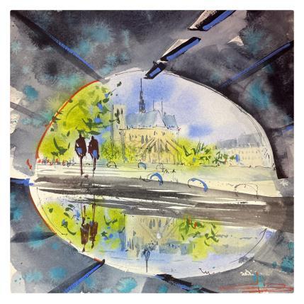 Painting Les ponts de Paris by Bailly Kévin  | Painting Figurative Ink, Watercolor Architecture, Urban