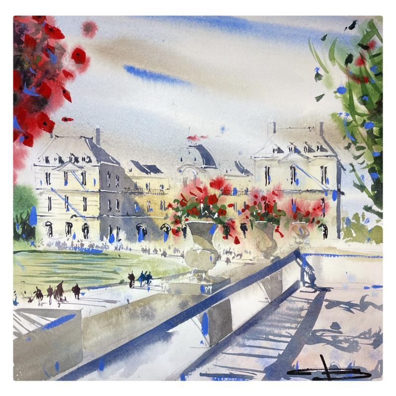 Painting Jardin des Plantes by Bailly Kévin  | Painting Figurative Ink, Watercolor Architecture, Urban