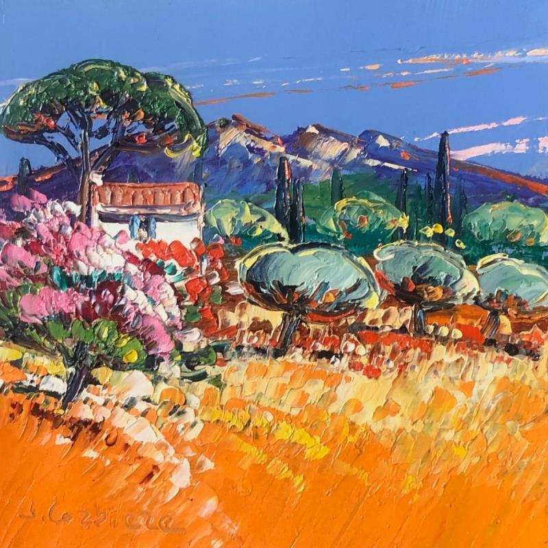 Gemälde Cabane au cerisier von Corbière Liisa | Gemälde Figurativ Landschaften Öl