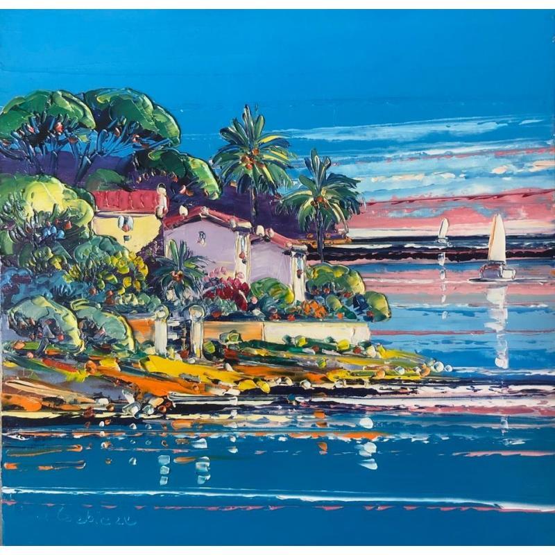 Peinture Vacances à Golfe-Juan par Corbière Liisa | Tableau Figuratif Paysages Huile