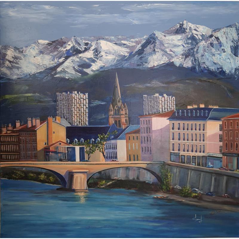 Painting Grenoble by Degabriel Véronique | Painting Figurative Oil Landscapes