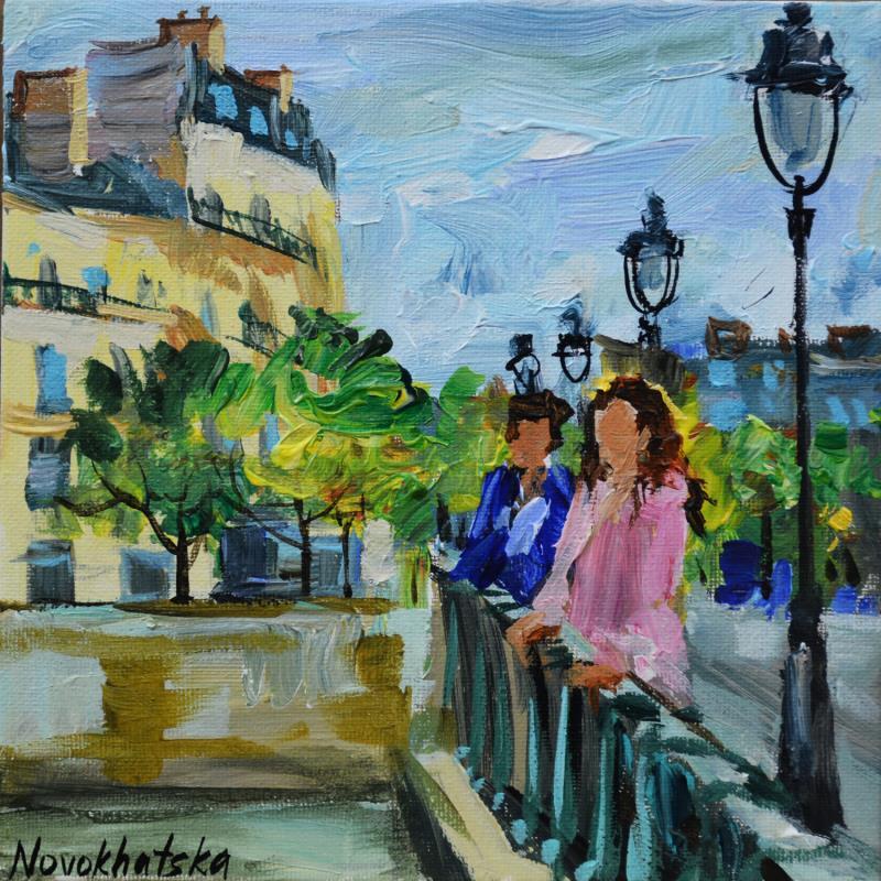 Painting Un couple sur le Pont by Novokhatska Olga | Painting Figurative Acrylic, Oil Pop icons, Urban