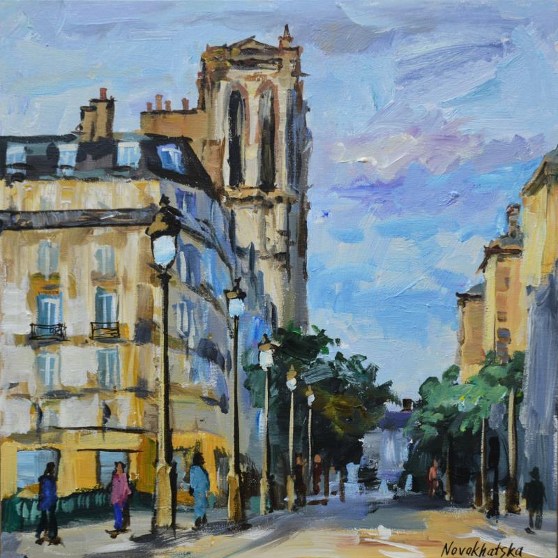 Painting Rue d'Arcole by Novokhatska Olga | Painting Figurative Acrylic, Oil Urban