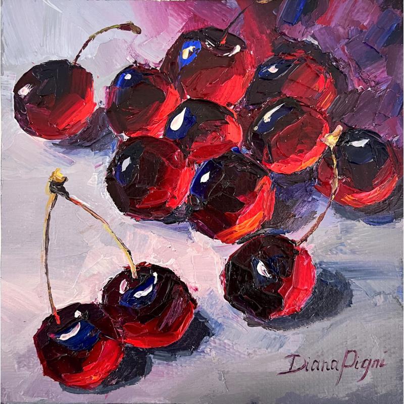 Painting Sweet Cherries by Pigni Diana | Painting Impressionism Oil Still-life