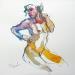 Painting Aurora se retournant by Brunel Sébastien | Painting Figurative Nude Watercolor