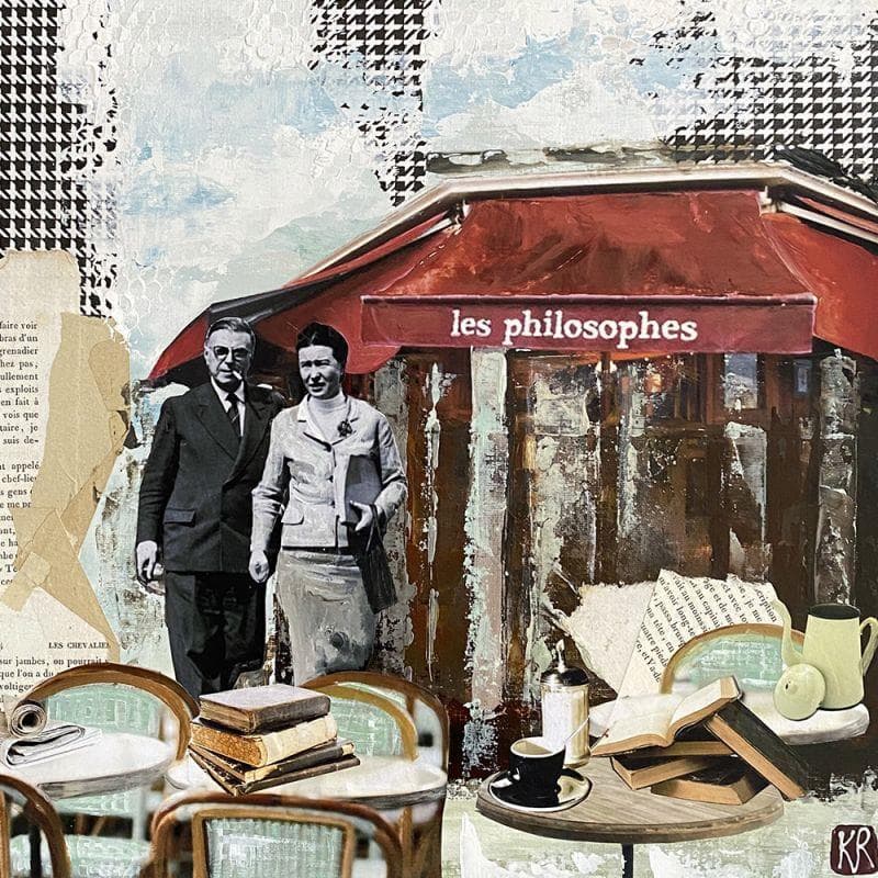 Painting Les philosophes amoureux by Romanelli Karine | Painting Figurative Mixed Life style