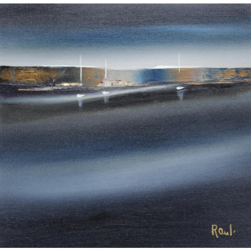 Painting Impression nocturne 55 by Roussel Marie-Ange et Fanny | Painting Figurative Marine Minimalist Oil