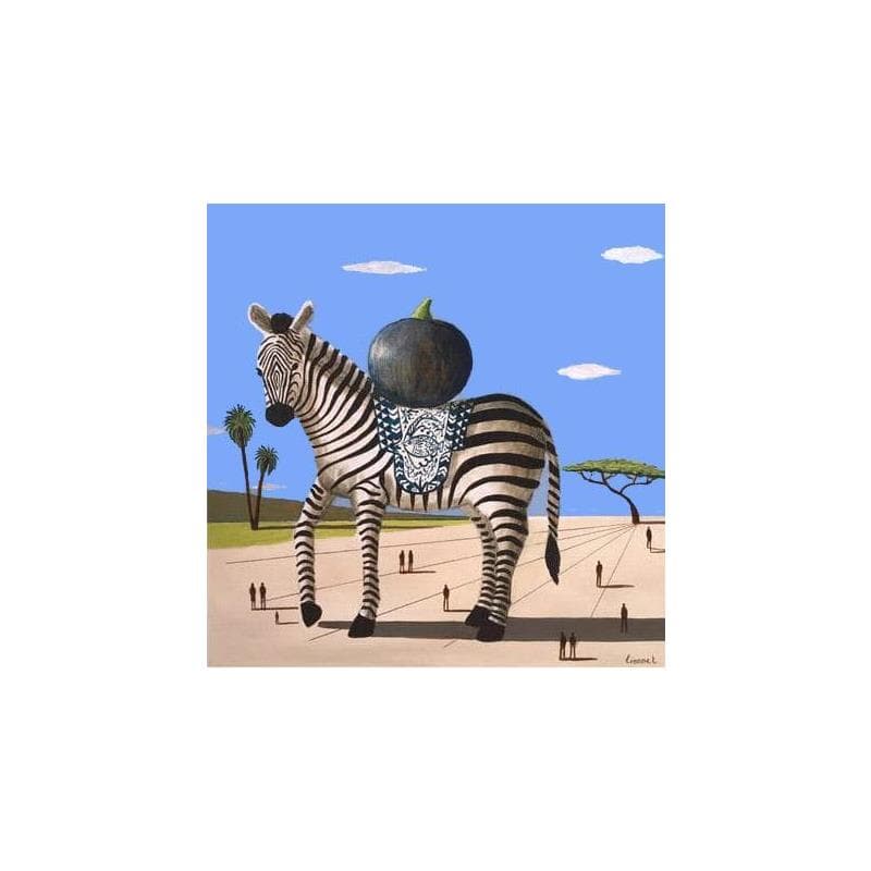 Painting Zèbre et figue by Lionnet Pascal | Painting Surrealist Acrylic Animals