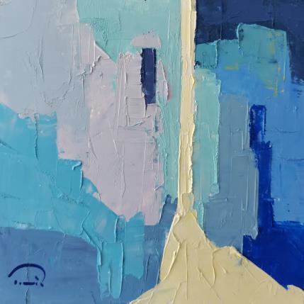 Peinture La rue bleue par Tomàs | Tableau Abstrait Huile scènes de vie, Urbain