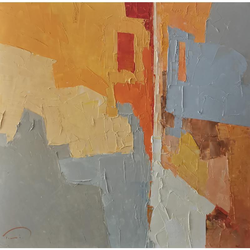 Painting Reflects orange by Tomàs | Painting Abstract Urban Oil