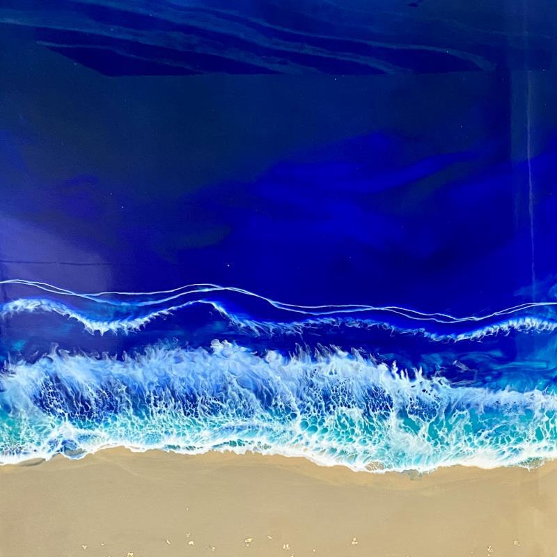 Peinture Deep blue sea par Aurélie Lafourcade painter | Tableau Figuratif Acrylique, bois, Résine Marines, minimaliste, Paysages