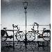 Gemälde Les vélos von Rey Julien | Gemälde Figurativ Alltagsszenen Blattgold Lack