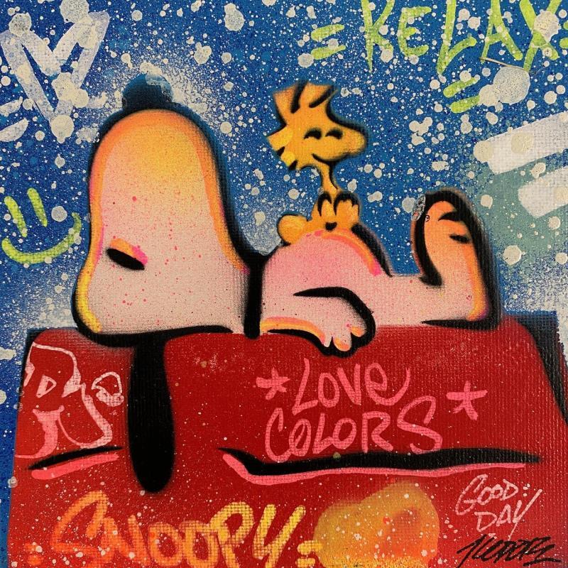 Gemälde Snoopy sleep von Kedarone | Gemälde Pop-Art Pop-Ikonen Graffiti Acryl