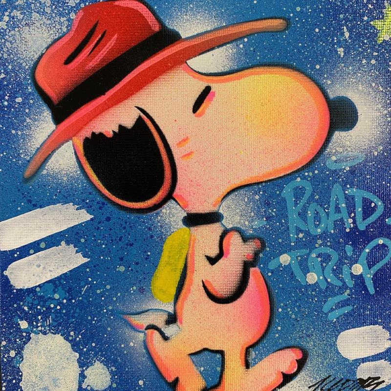 Peinture Snoopy promenade par Kedarone | Tableau Pop-art Icones Pop Graffiti Acrylique