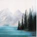 Gemälde Lac turquoise  von Pressac Clémence | Gemälde Figurativ Landschaften Natur Öl