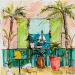 Gemälde Nomade dans son jardin von Colombo Cécile | Gemälde Naive Kunst Alltagsszenen Aquarell Acryl Collage Tinte Pastell