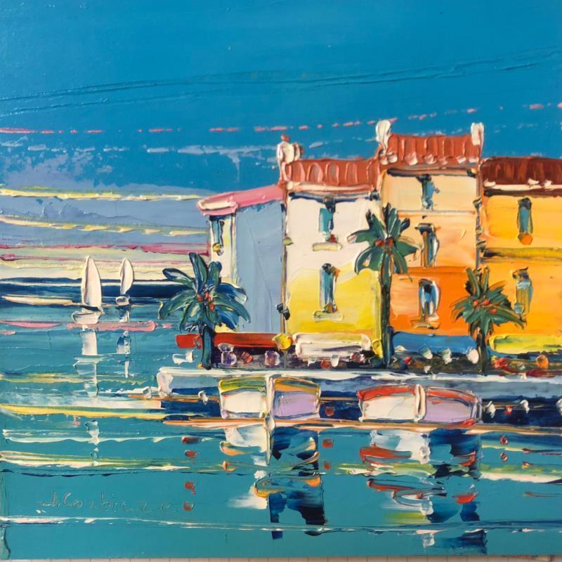 Painting Riviera en été by Corbière Liisa | Painting Figurative Landscapes Marine Oil