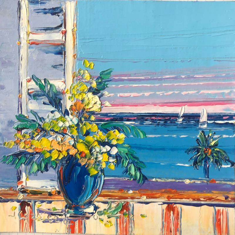 Painting Bouquet à la fenêtre by Corbière Liisa | Painting Figurative Oil Landscapes, Pop icons