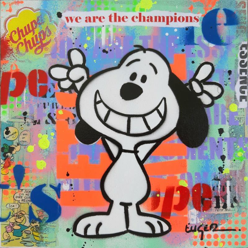 Painting WE ARE THE CHAMPIONS by Euger Philippe | Painting Pop-art Pop icons Cardboard Acrylic Gluing