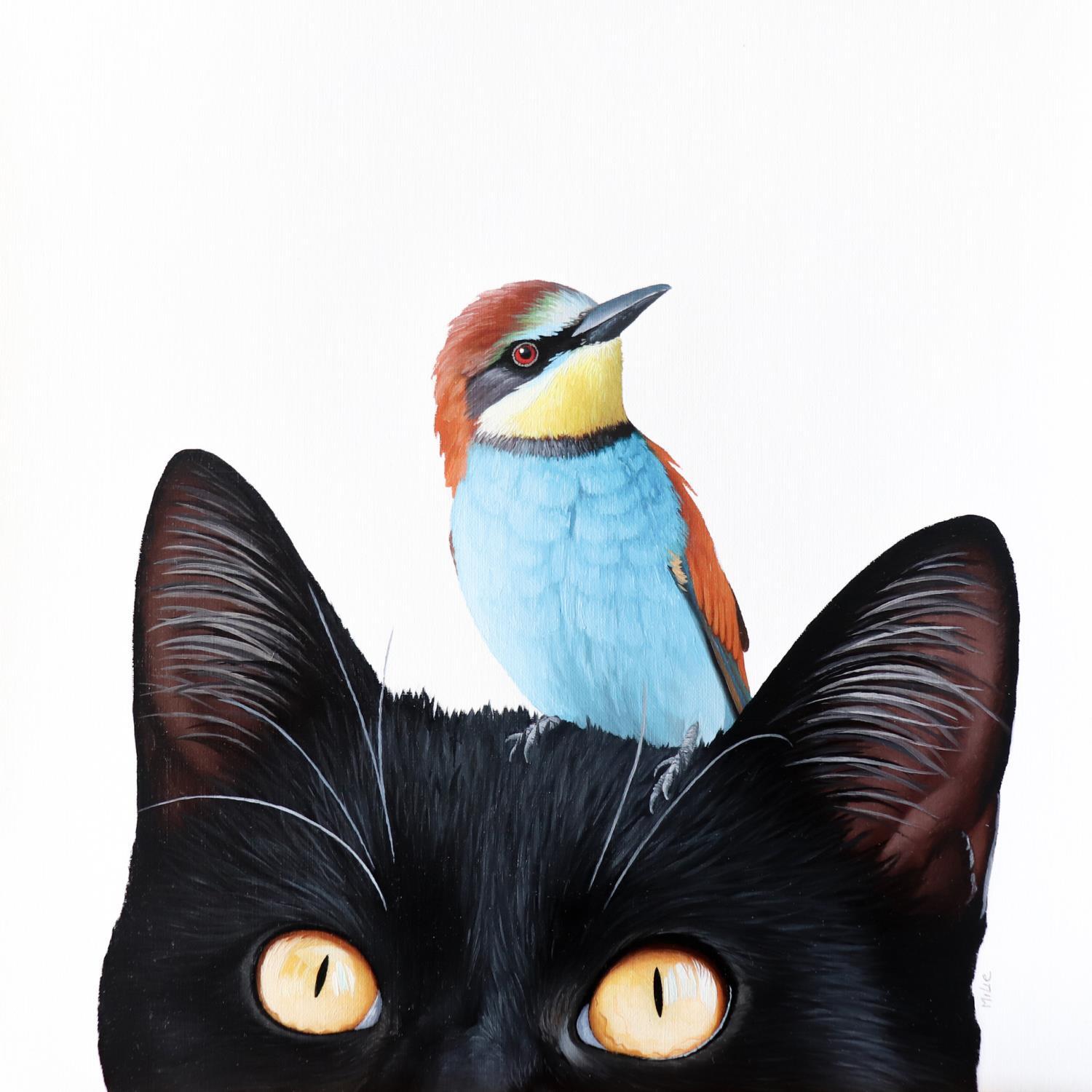 cat and bird painter