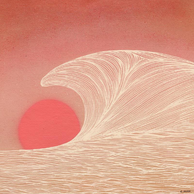 Gemälde Dans les bras de la vague von Huon Coralie | Gemälde Figurativ Landschaften Marine Natur Acryl