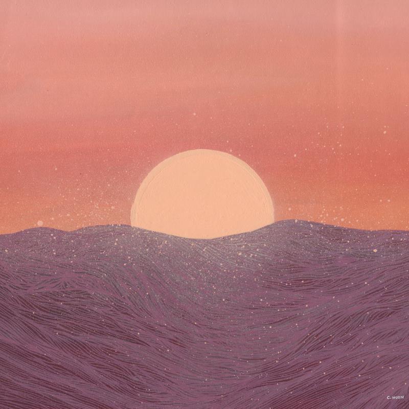 Gemälde Poussière de lumière von Huon Coralie | Gemälde Figurativ Landschaften Marine Natur Acryl