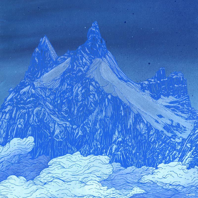 Gemälde Nuit au sommet von Huon Coralie | Gemälde Figurativ Landschaften Natur Acryl