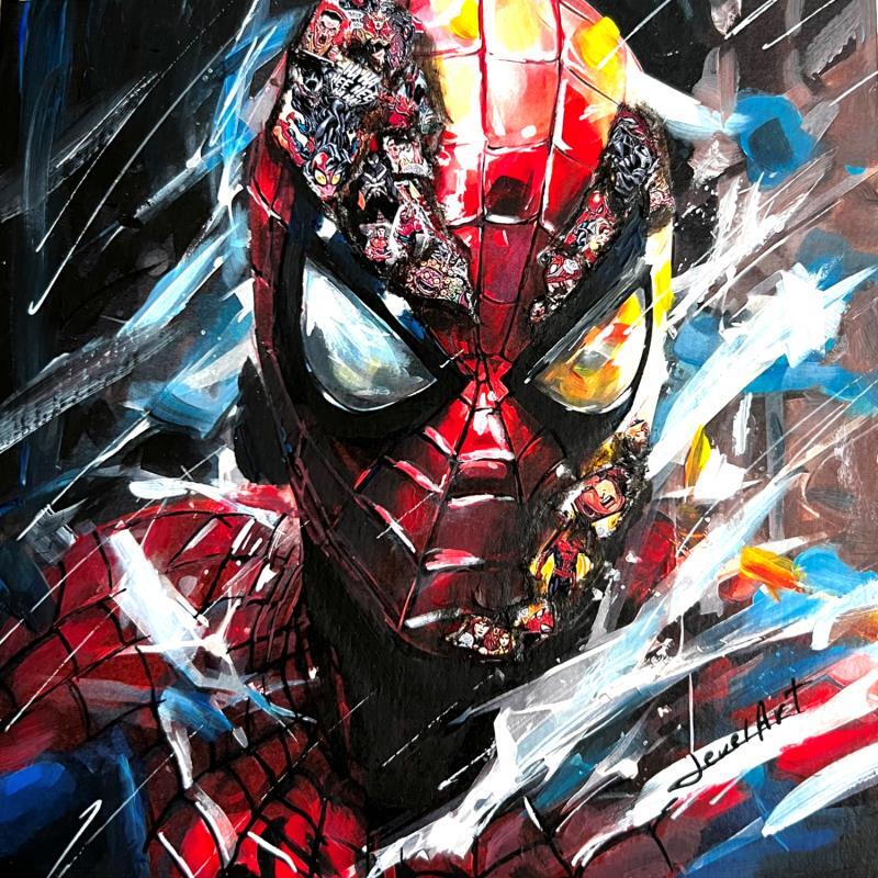 Painting Spider-Man by Caizergues Noël  | Painting Figurative Acrylic, Gluing Cinema, Pop icons, Portrait