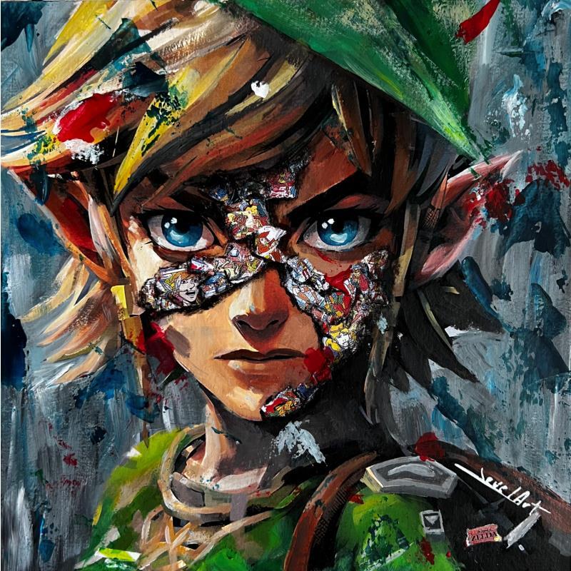 Painting Link by Caizergues Noël  | Painting Figurative Acrylic, Gluing Child, Pop icons, Portrait