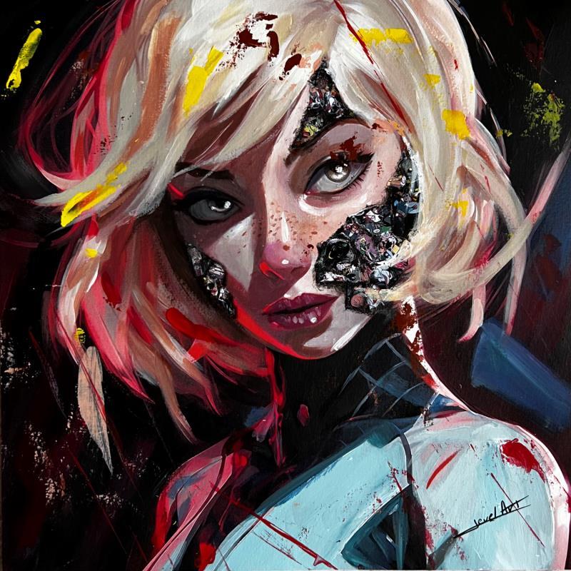 Painting Spider Gwen by Caizergues Noël  | Painting Figurative Acrylic, Gluing Cinema, Pop icons, Portrait
