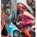 Gemälde Storm Woman von Caizergues Noël  | Gemälde Figurativ Porträt Kino Pop-Ikonen Acryl Collage Posca