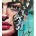 Gemälde Frida Kahlo von Caizergues Noël  | Gemälde Figurativ Porträt Modus Pop-Ikonen Acryl Collage Posca