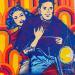 Gemälde Je tombe amoureux von Revel | Gemälde Pop-Art Alltagsszenen Acryl Posca