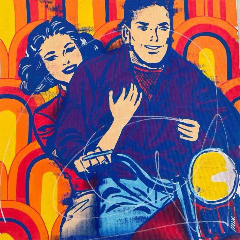 Gemälde Je tombe amoureux von Revel | Gemälde Pop-Art Acryl, Posca Alltagsszenen